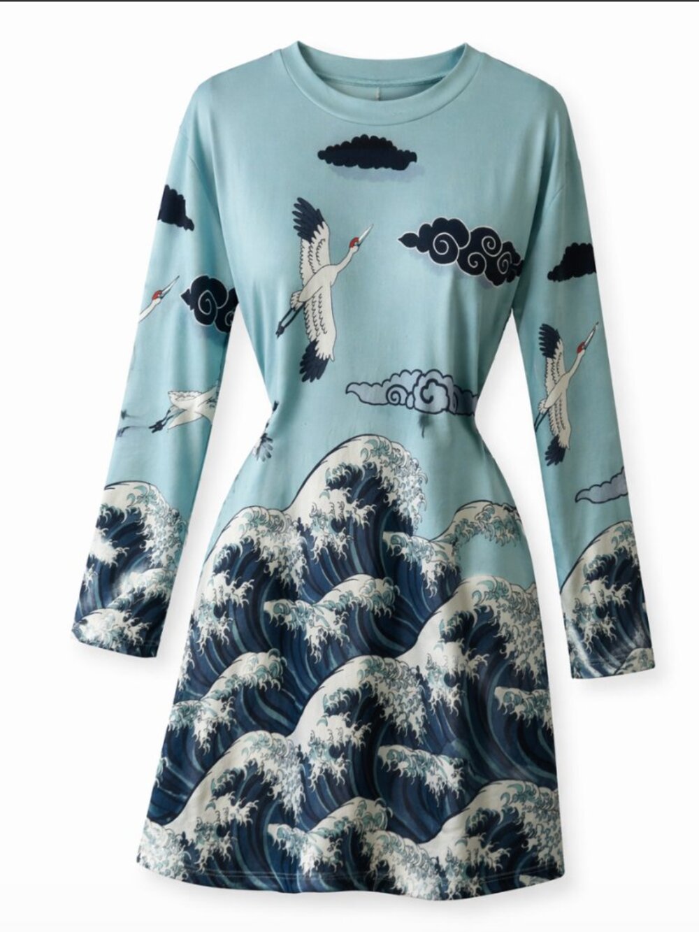 Unknown Brand Sheer Wave Print Mesh Mini Dress Fits Like XXL